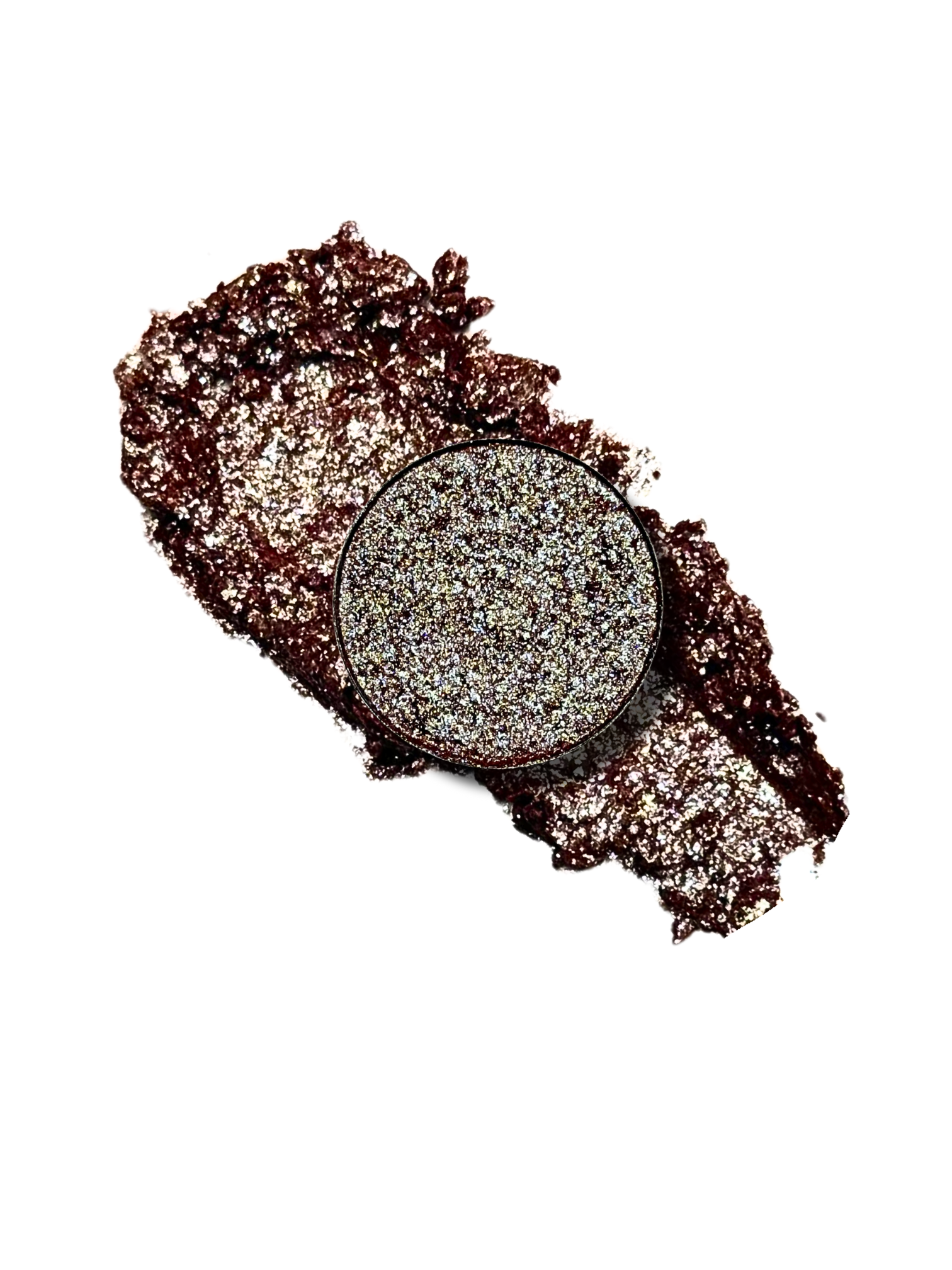 Nekoyanin Once Upon a Time pressed pigment in a compact with vibrant, shimmering eyeshadow in a whimsical, fantasy-inspired shade.