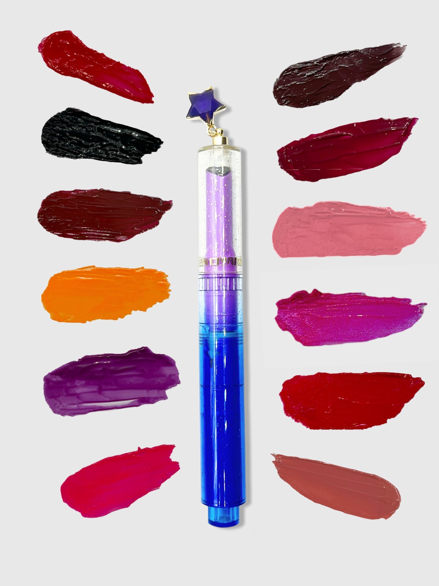 Nekoyanin Eden Jelly Lipsticks in vibrant shades, shown with glossy finish and smooth texture on a neutral background.