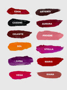 Nekoyanin Eden Jelly Lipsticks with vibrant, glossy finish in a variety of shades, displayed in sleek packaging.