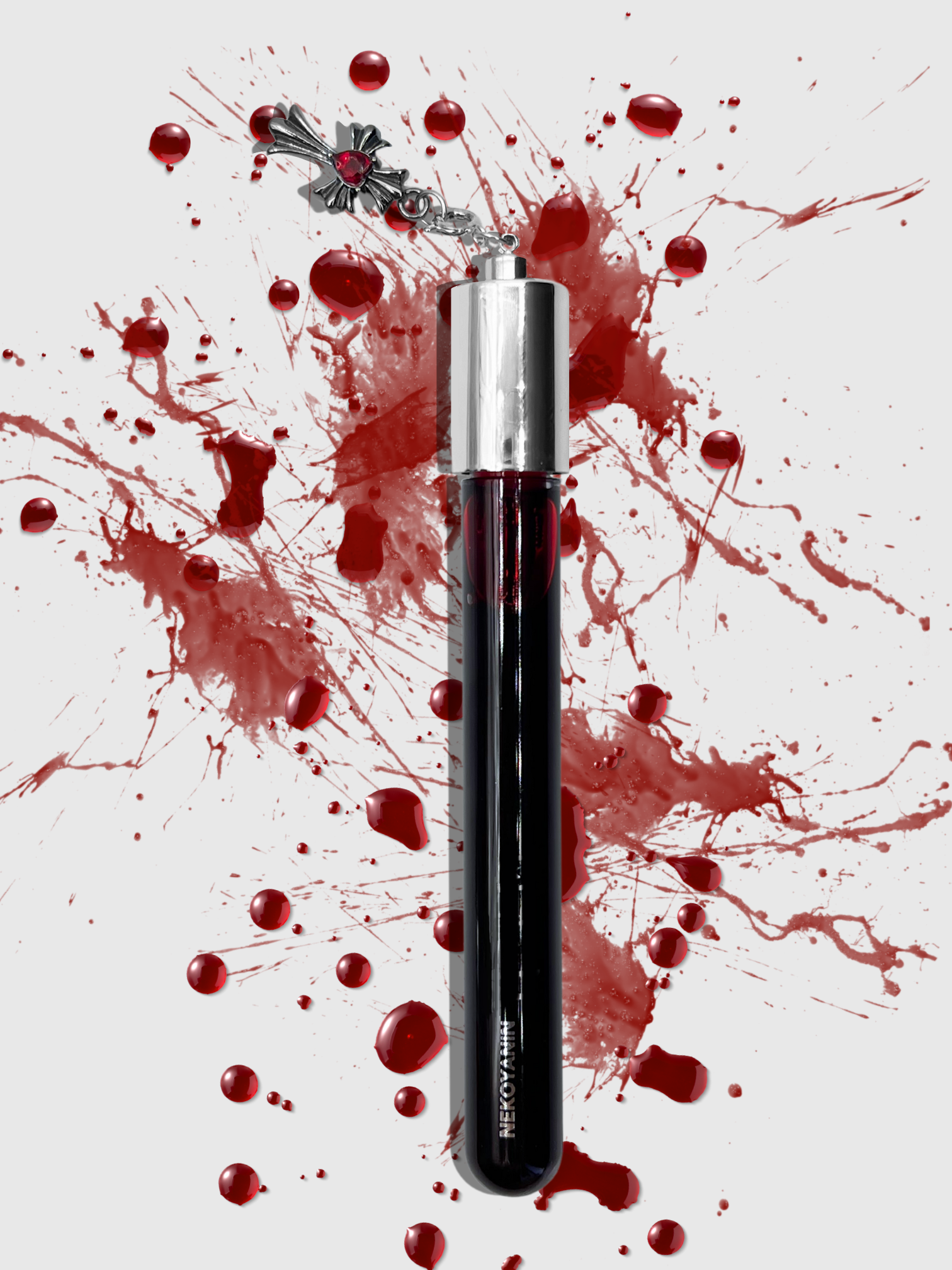 Nekoyanin Bloodline Lip Stain lip tint in a sleek tube, showcasing the deep, rich color and smooth application on lips.