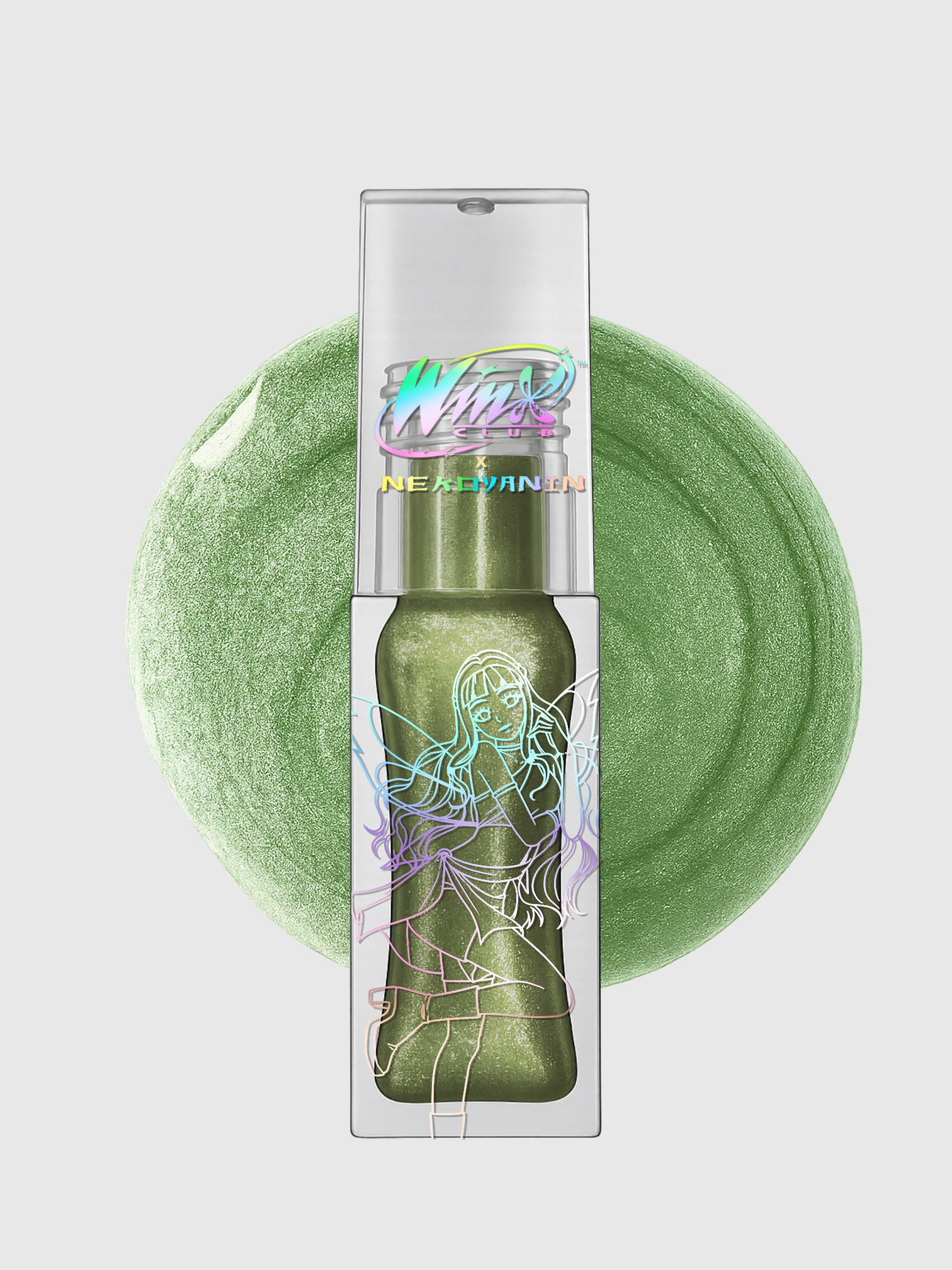 Nekoyanin x Winx Club lip gloss and lip treatment bundle showing colorful packaging and product tubes.