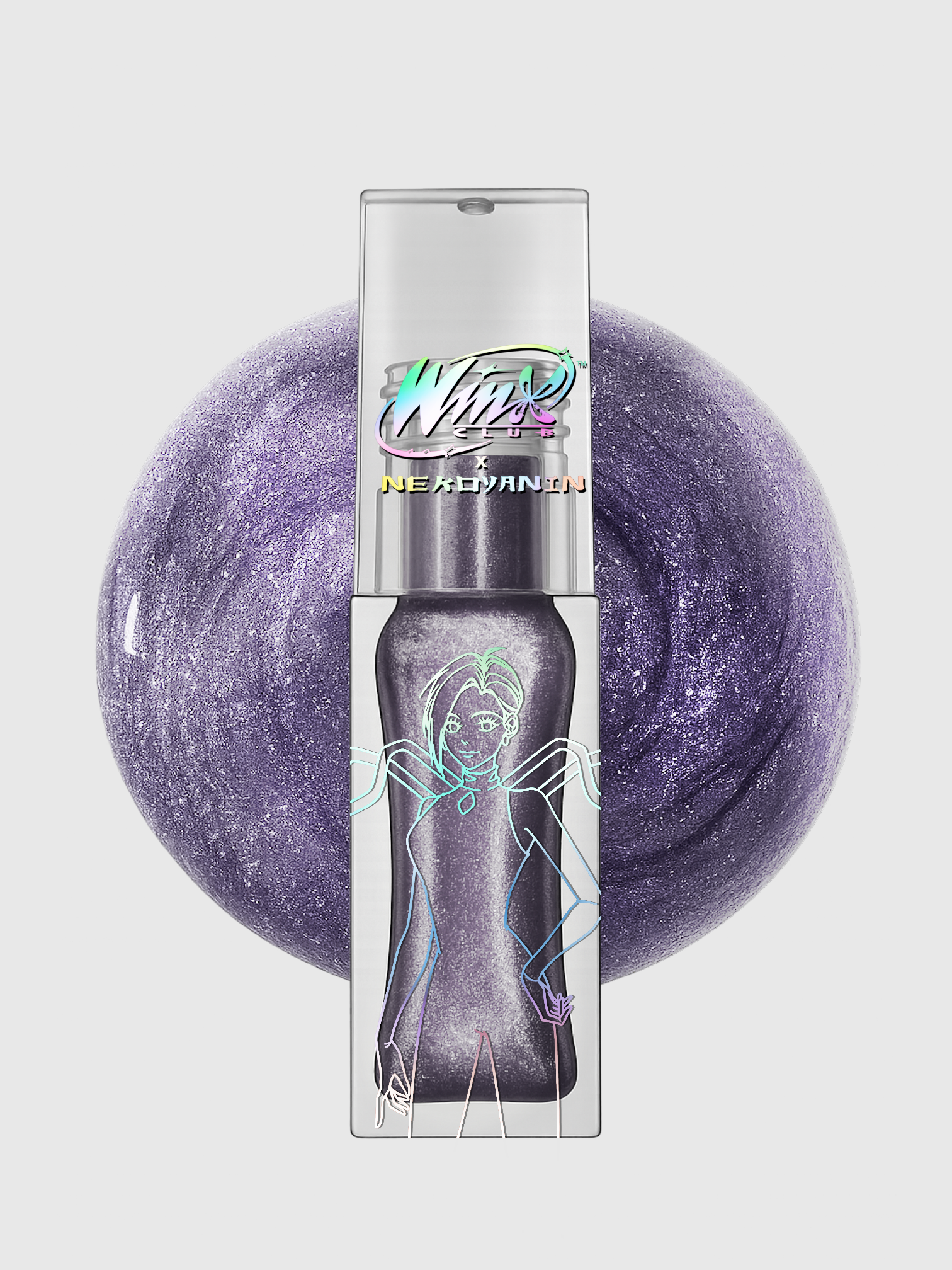 Nekoyanin x Winx Club lipgloss and lip treatment bundle featuring colorful packaging and glossy finish.