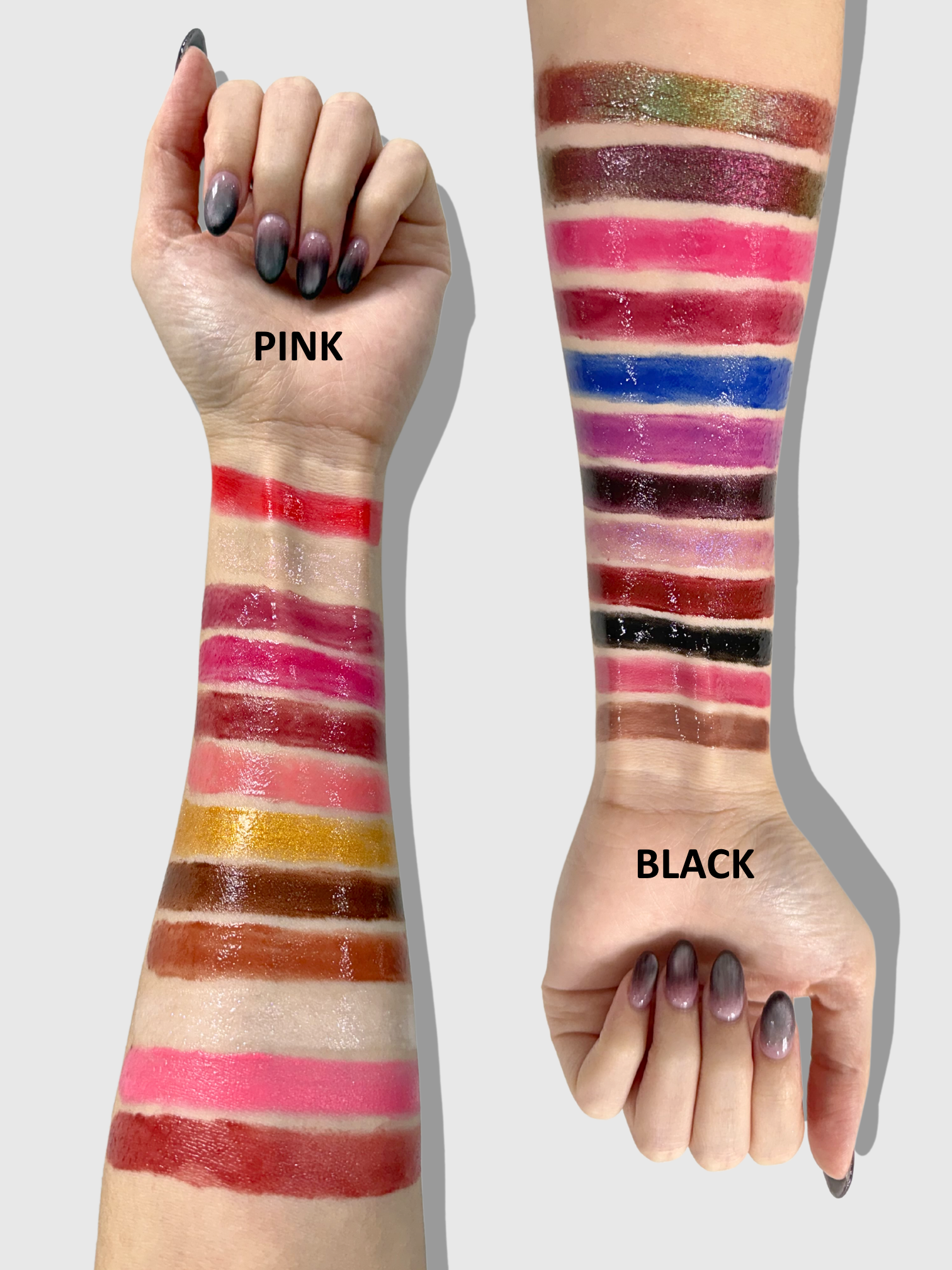 Nekoyanin Bestie Lipgloss Palette with pink shades, featuring multiple glosses in a compact palette for glossy, colorful lips.