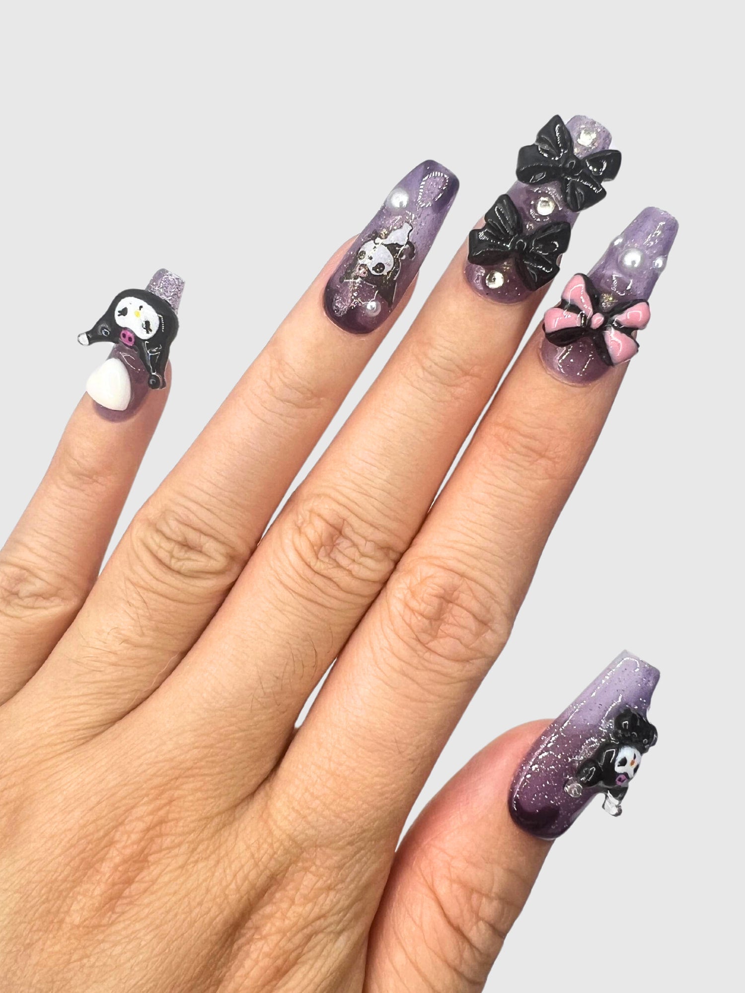 Nekoyanin Mischievous Press-On Nails with playful design and short length, perfect for easy and stylish nail upgrades.