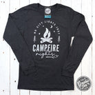 Long sleeve graphic tee by The Graphic Tee featuring a No City Lights Just Campfire Nights design, perfect for cozy outdoor evenings.