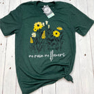 The Graphic Tee No Rain No Flowers SS graphic t-shirt with a colorful floral design on the front.
