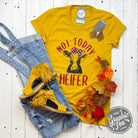 Gray Not Today Heifer V-neck short sleeve graphic tee by The Graphic Tee, featuring a casual V-neck design with bold graphic print.