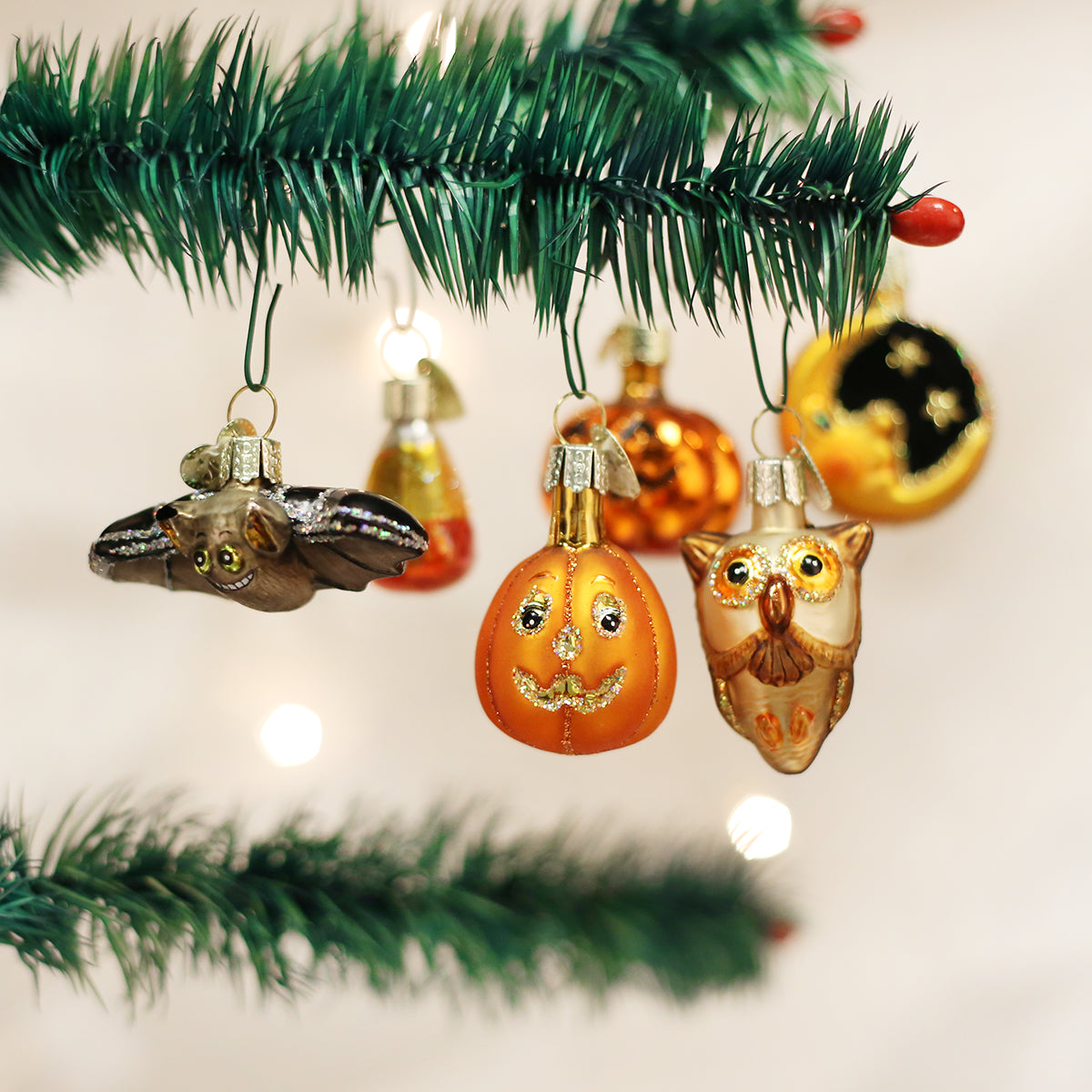 Mini Halloween assortment by Old World Christmas featuring small festive holiday ornaments in various Halloween designs.