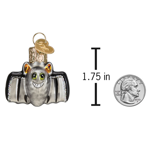 Mini Bat Ornament by Old World Christmas, featuring a detailed black bat design perfect for holiday decor.