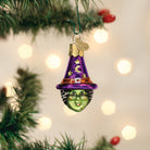 Mini Witch Head Ornament from Old World Christmas featuring a detailed witch face with a pointed hat and spooky expression.