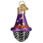 Mini Witch Head Ornament by Old World Christmas, detailed ceramic Halloween decoration with a spooky witch face.