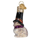 Mini Witch Cat Ornament by Old World Christmas, featuring a black cat with a witch hat, perfect for holiday decor.
