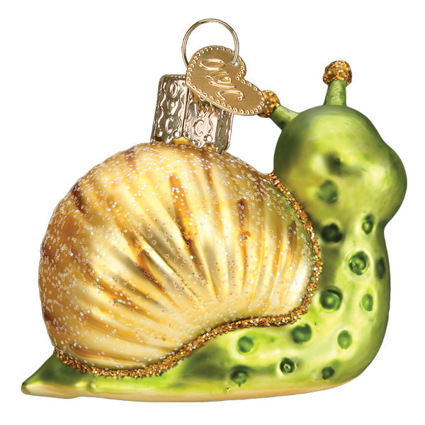 Colorful Smiley Snail ornament by Old World Christmas, featuring a cheerful snail design with vibrant details and festive charm.