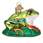 Colorful Red-eyed Tree Frog ornament from Old World Christmas, detailed depiction of a vibrant amphibian for holiday decor.
