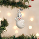 Mini Ghost Christmas ornament by Old World Christmas, featuring a detailed white ghost figure with festive holiday accents.
