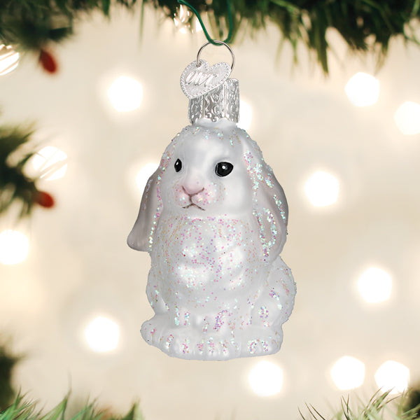 White Baby Bunny ornament from Old World Christmas, featuring a detailed, adorable bunny design suitable for holiday decor.