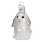 White Baby Bunny ornament from Old World Christmas, featuring a detailed ceramic bunny with a festive design.