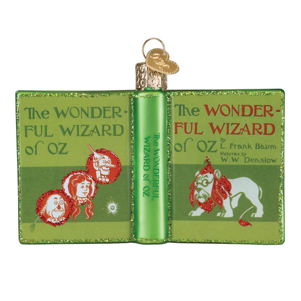 Old World Christmas Wizard of Oz ornament featuring a colorful character design on a festive holiday display.
