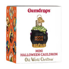 Mini Halloween Cauldron Ornament by Old World Christmas, detailed black and orange cauldron with spooky Halloween design.