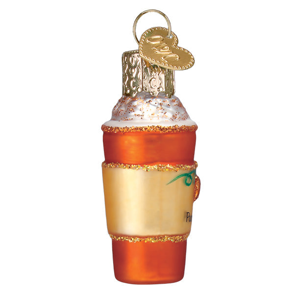 Mini Pumpkin Spice Latte ornament by Old World Christmas, featuring a detailed pumpkin spice latte glass with whipped cream and fall accents.