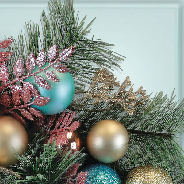 24-inch pastel wreath with whimsical accents, designed by Old World Christmas for a charming, decorative touch.