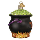 Old World Christmas Halloween Cauldron Ornament, detailed ceramic decoration in black and orange with spooky Halloween design.