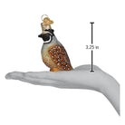Colorful quail ornament from Old World Christmas featuring detailed design and festive holiday decoration.