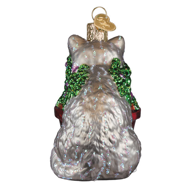 Colorful catnip cat ornament from Old World Christmas featuring a playful feline design and festive holiday details