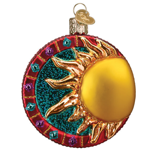 Old World Christmas Jeweled Sun Ornament with colorful gemstones and intricate design, perfect for holiday decor.