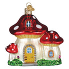 Old World Christmas Mushroom House Ornament featuring a colorful, whimsical mushroom design with intricate details.
