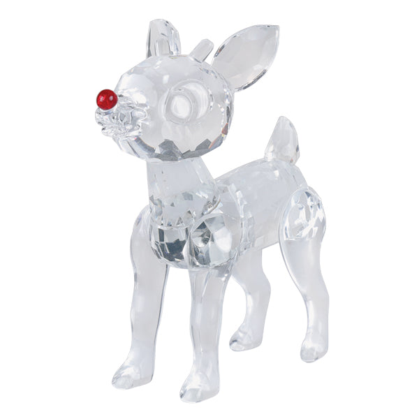 Old World Christmas Rudolph crystal figurine featuring a detailed red-nosed reindeer with shimmering accents.