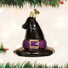 Old World Christmas witch's hat ornament featuring a classic black pointed hat with a buckle, perfect for holiday decor.