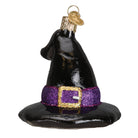 Old World Christmas Witch's Hat Ornament featuring a pointed black hat with orange band and festive holiday details.
