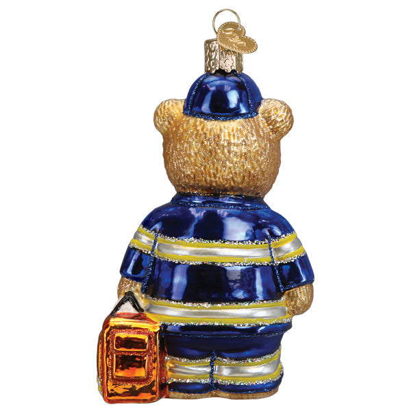 Old World Christmas EMT Teddy Bear Ornament featuring a plush, detailed teddy bear design with EMT theme and vibrant colors.