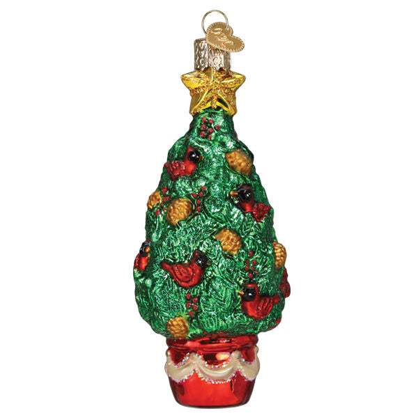 Old World Christmas Cardinal Christmas tree ornament with detailed red cardinal design on a clear hanging ornament.