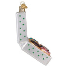 Colorful box of donuts ornament by Old World Christmas with detailed donut shapes and vibrant icing decorations.