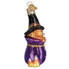 Old World Christmas Trick-or-treat kitty ornament featuring a cute black cat with Halloween costume details.