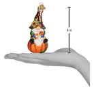 Colorful Fall Harvest Gnome ornament by Old World Christmas with a pumpkin hat and autumn-themed details.