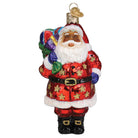 African American Santa ornament from Old World Christmas featuring festive holiday design and vibrant colors.
