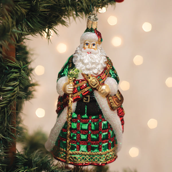 Old World Christmas Irish Father Christmas ornament featuring a festive figure in traditional holiday attire.
