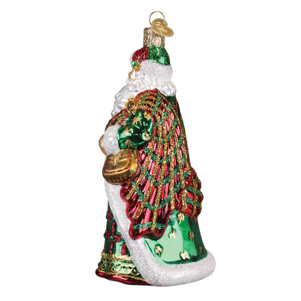 Old World Christmas Irish Father Christmas ornament featuring a festive Santa Claus figure with Irish-themed details.