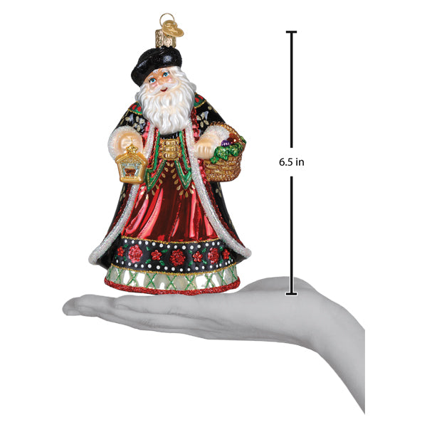 Old World Christmas Slovak Father Christmas ornament featuring detailed holiday Santa figure with traditional attire.