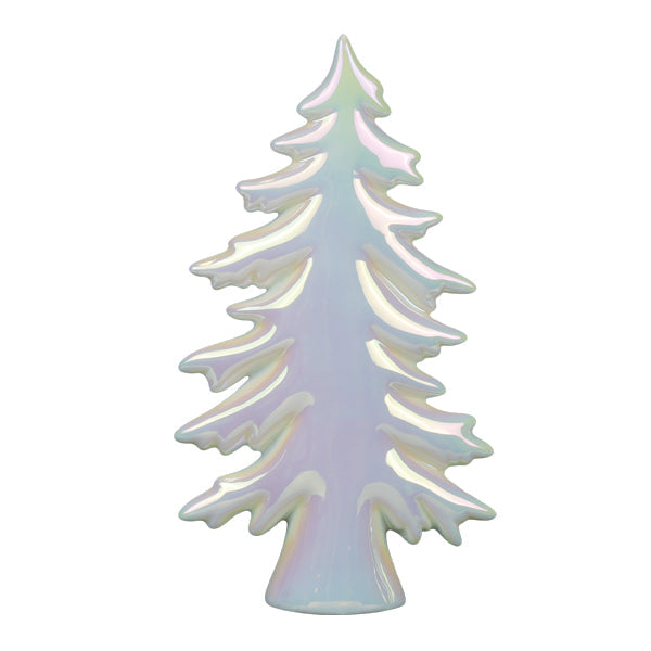 Iridescent ceramic Christmas trees set featuring three decorative holiday trees with shimmering iridescent glaze.
