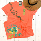 Comfort Colors short sleeve crew neck graphic tee with neon "Only Count the Happy Hours" design, from The Graphic Tee.