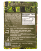 Pack of Ora Cacao ImmuniBoost supplement featuring natural herbal capsules in a clear plastic container.
