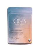 Enhanced 100% ceremonial cacao from Ora Cacao, Mystical Mushroom flavor, in 1 lb package, showcasing rich cacao beans and Mystical Mushroom branding.