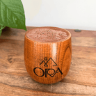 Ora Cacao Cups made of organic cacao, shown in a close-up image highlighting their rich texture and natural appearance.