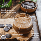 Connected Colombia Ora Cacao Pure 100% Ceremonial Cacao in 1 lb bag, showing rich cacao beans and packaging.