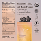Pure 100% ceremonial cacao from Ora Cacao's Glowing Guatemala collection, shown in a 1 lb package with rich cacao beans.