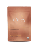 Pure 100% ceremonial cacao from Ora Cacao, Uplifting Uganda, shown in a 1 lb package with rich cacao beans.